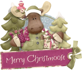 Adorable Whimsical Merry Christmoose Festive Holiday Clipart Design