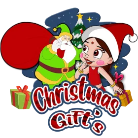 Festive Christmas Gifts Clipart: Santa and Cheerful Helper with Presents
