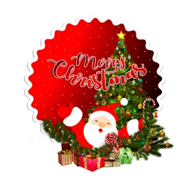 Festive Santa Claus Merry Christmas Clipart Design with Gifts and Decorations