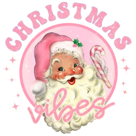 Whimsical Vintage Pink Santa Claus Christmas Clipart Design with Festive Sparkle