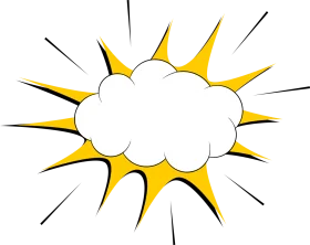 Explosive Comic Book Style Cloud Burst Clipart with Radiant Energy Rays
