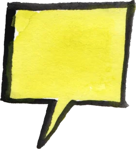 Hand-Drawn Yellow Speech Bubble Clipart with Watercolor Texture and Bold Outline