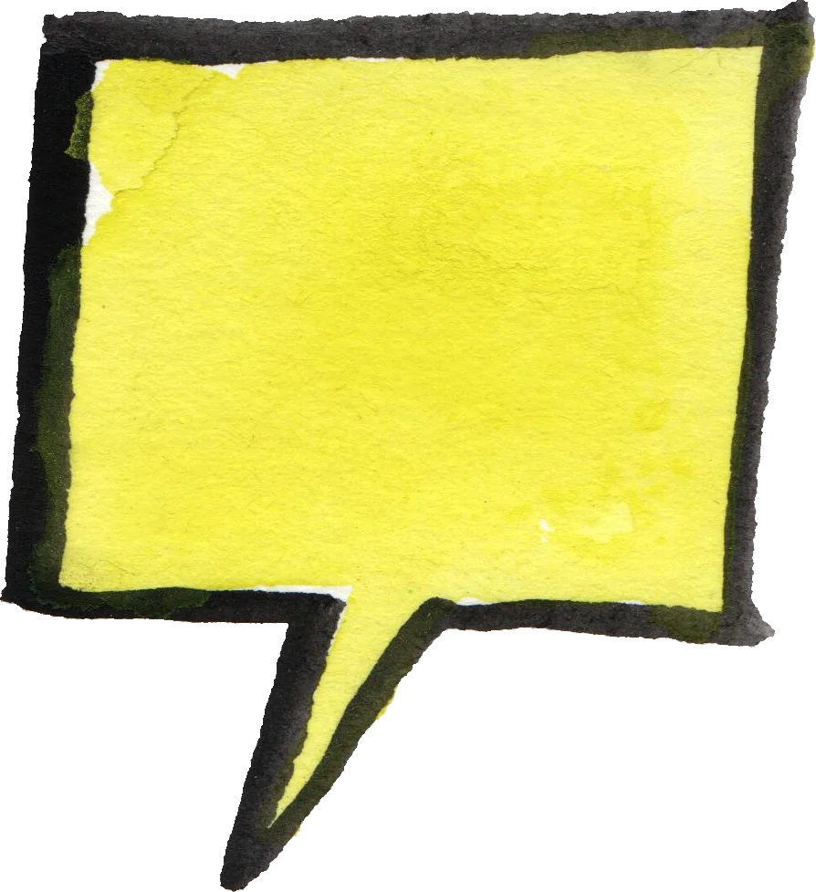 Hand-Drawn Yellow Speech Bubble Clipart with Watercolor Texture and Bold Outline