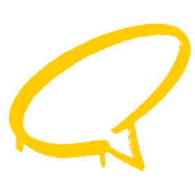 Minimalist Yellow Speech Bubble Clipart with Dynamic Hand-Drawn Style