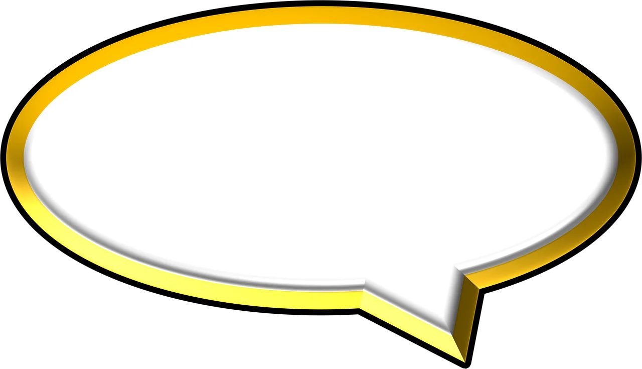 Sleek Golden-Edged Conversation Bubble Clipart with Elegant Outline Design