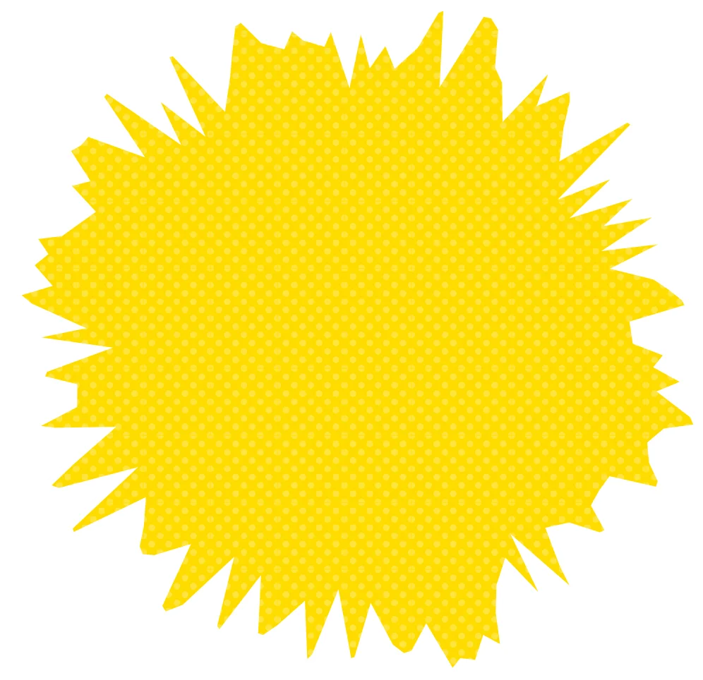 Sunshine Burst Comic Style Yellow Starburst Clipart Design Element