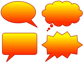Warm Gradient Speech and Thought Bubbles Clipart Collection for Digital Communication