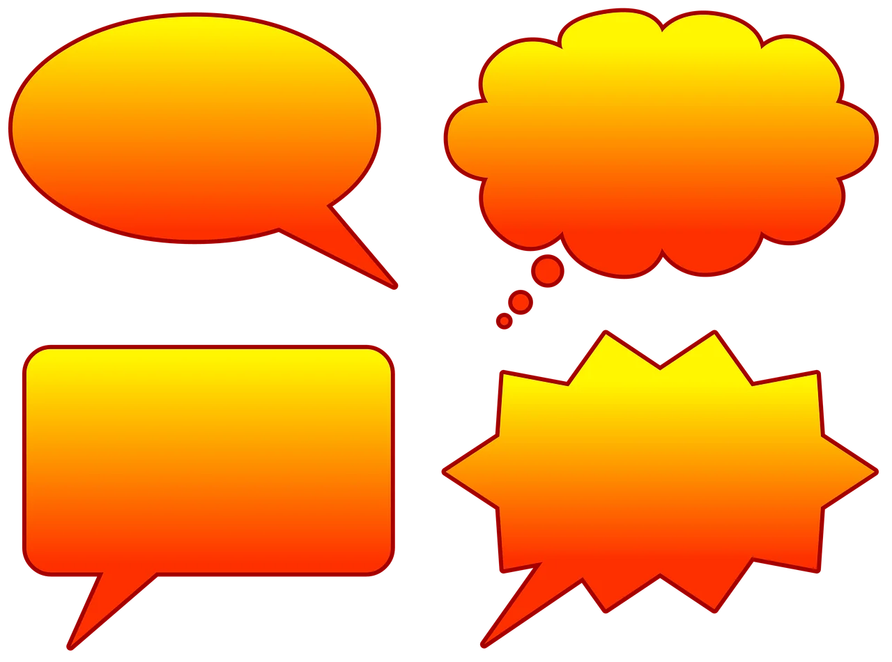 Warm Gradient Speech and Thought Bubbles Clipart Collection for Digital Communication
