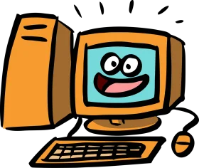 Cheerful Cartoon Desktop Computer Clipart with Playful Cartoon Face