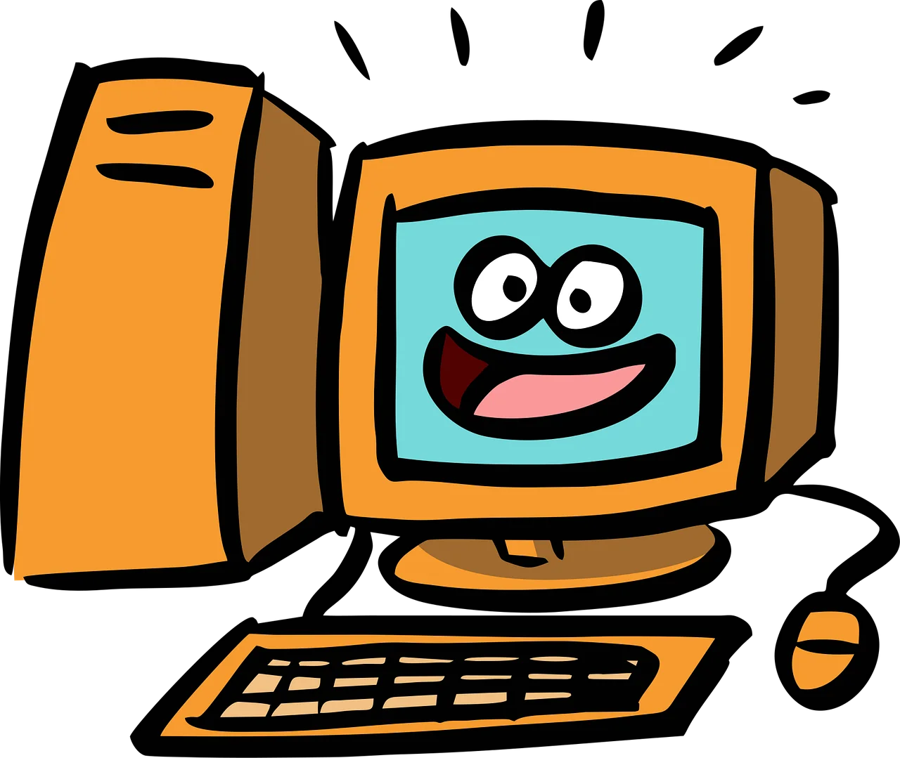 Cheerful Cartoon Desktop Computer Clipart with Playful Cartoon Face