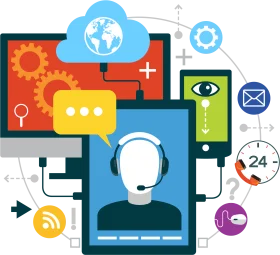 Customer Support Technology Communication Network Digital Clipart Design
