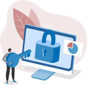 Cybersecurity Protection Clipart: Digital Lock and User Network Safety Illustration