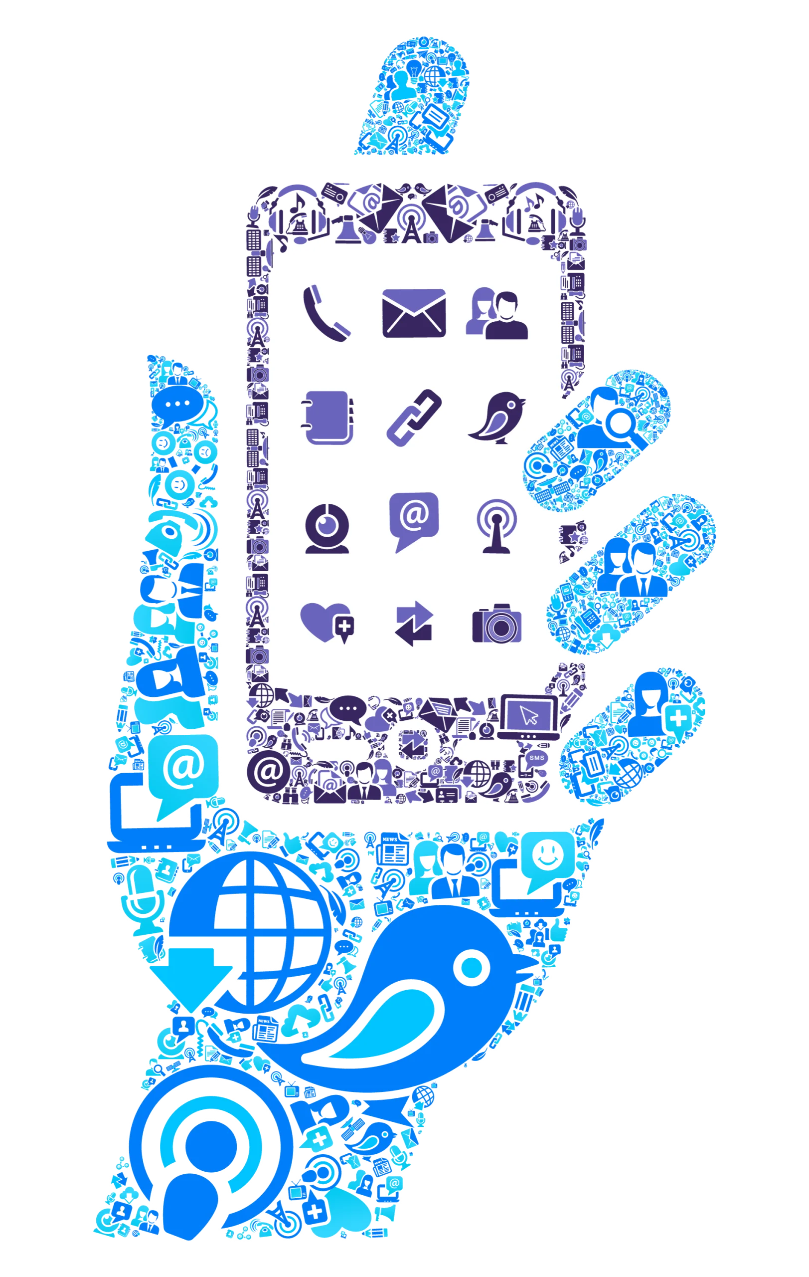 Digital Communication and Social Media Technology Clipart Illustration