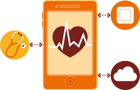 Digital Health Monitoring Clipart Illustrating Mobile Medical Technology Connections