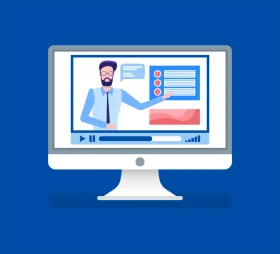 Digital Learning and Professional Online Presentation Clipart Illustration