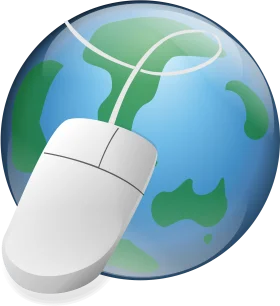 Global Digital Connectivity: Computer Mouse Connected to Earth Clipart
