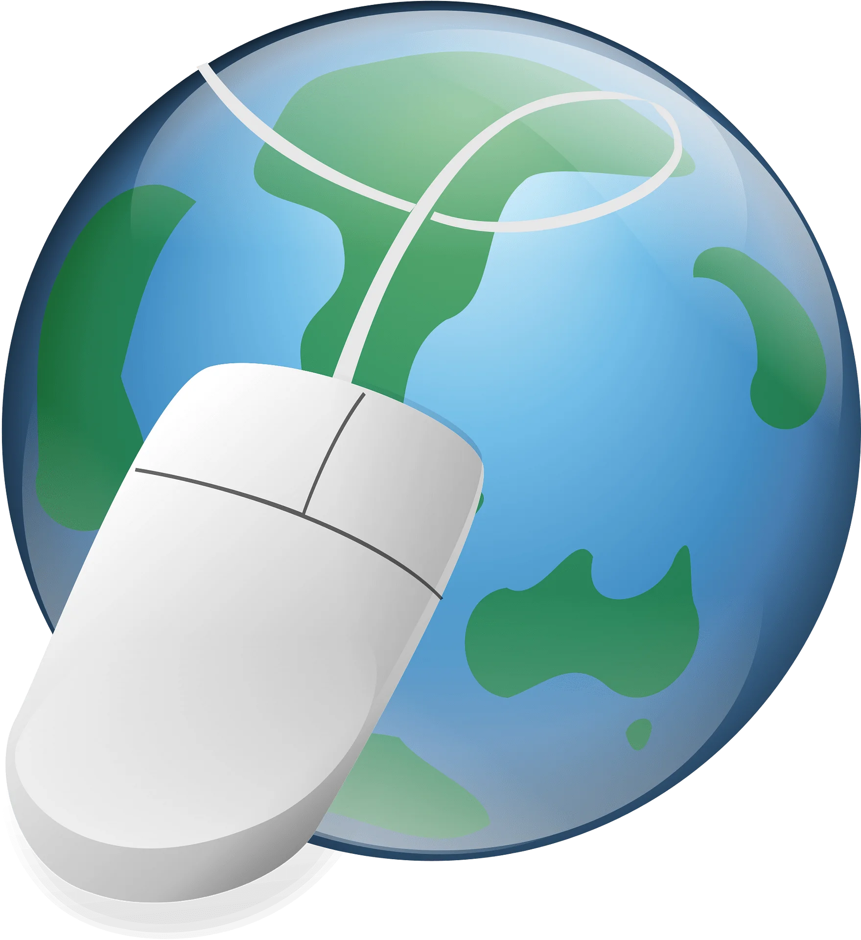 Global Digital Connectivity: Computer Mouse Connected to Earth Clipart