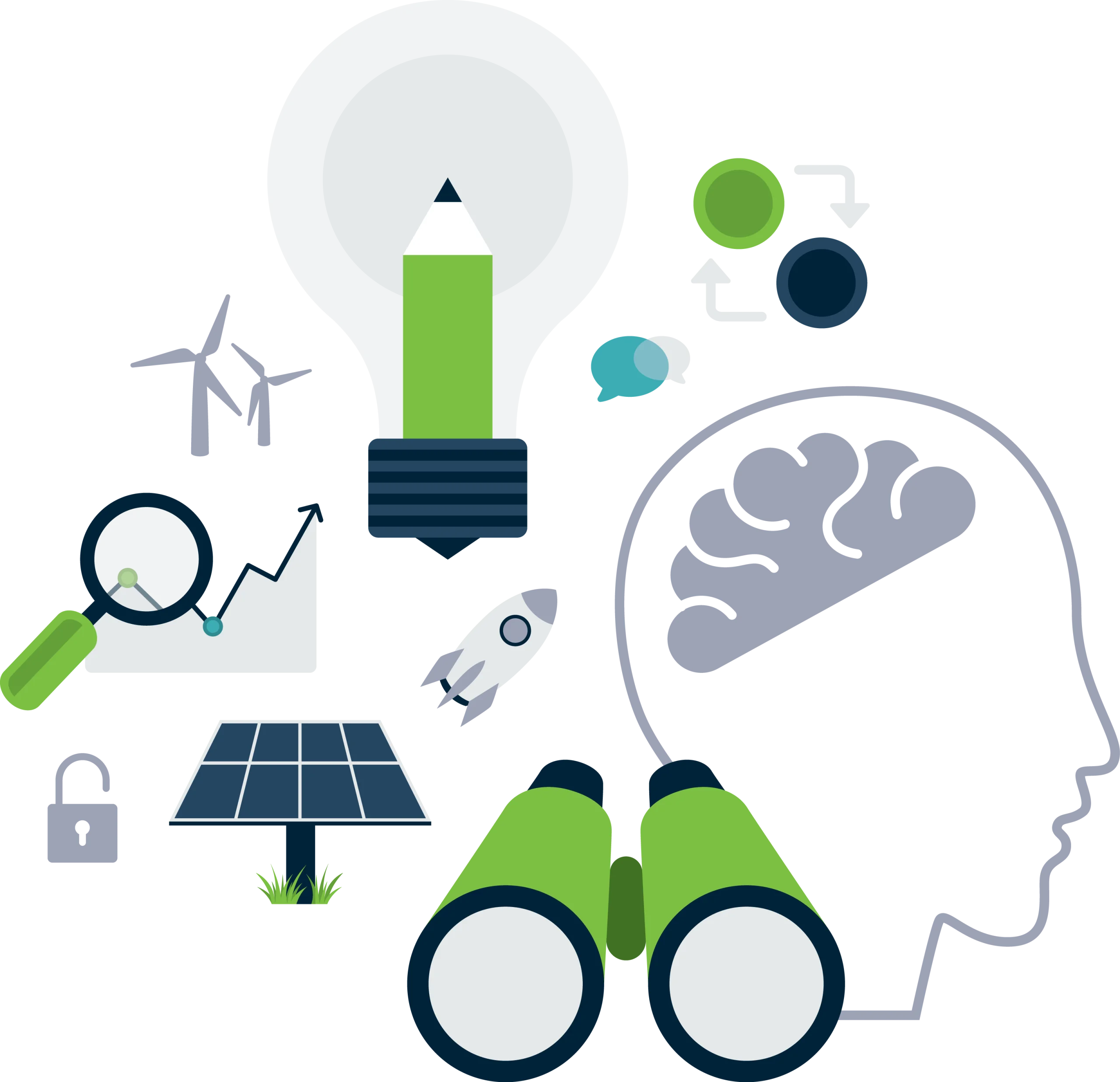 Innovative Technology and Sustainability Concept Design Clipart Illustration