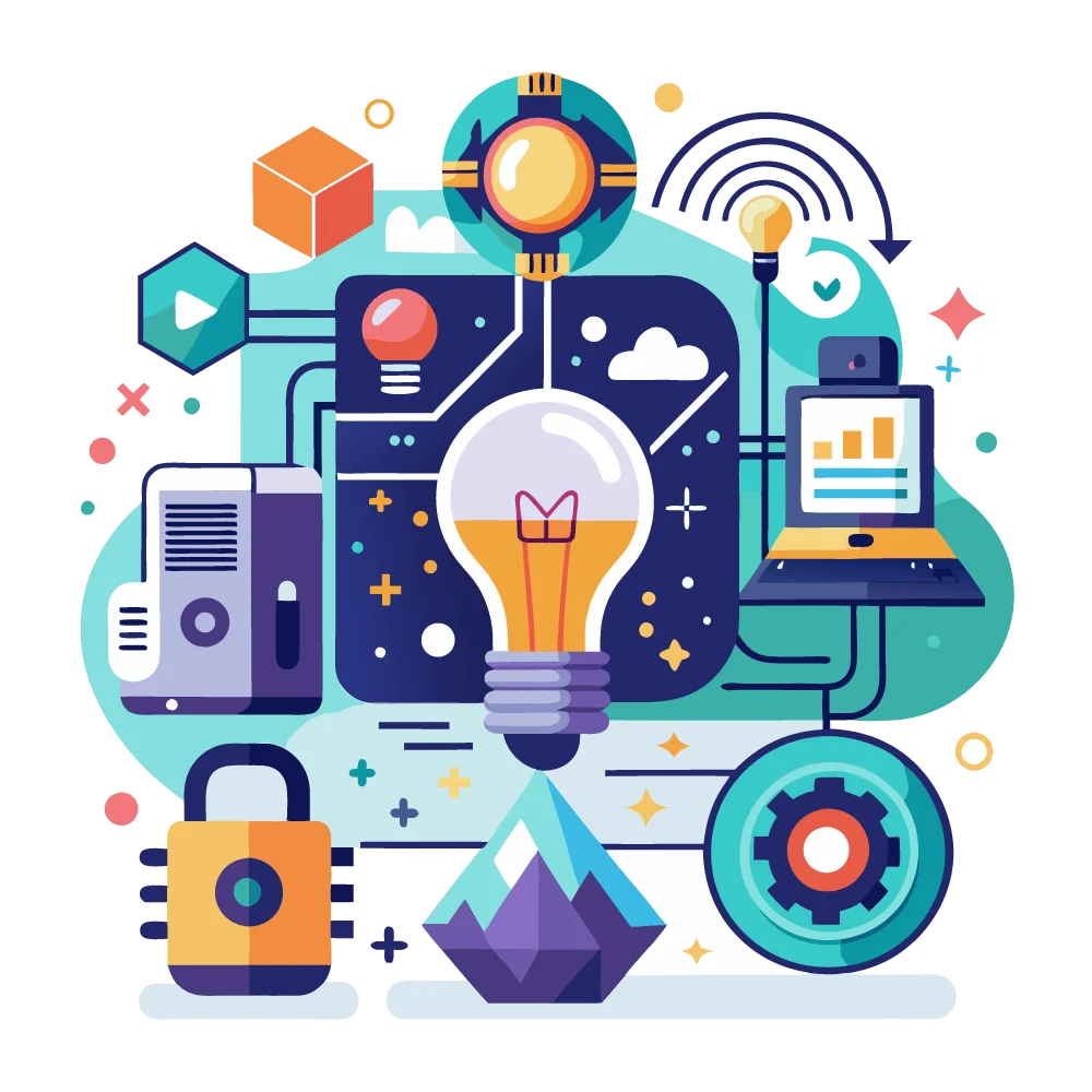 Innovative Technology Connections: A Modern Digital Ecosystem Clipart Design