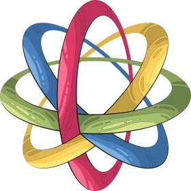 Interconnected Abstract Technological Atom Molecule Clipart Design