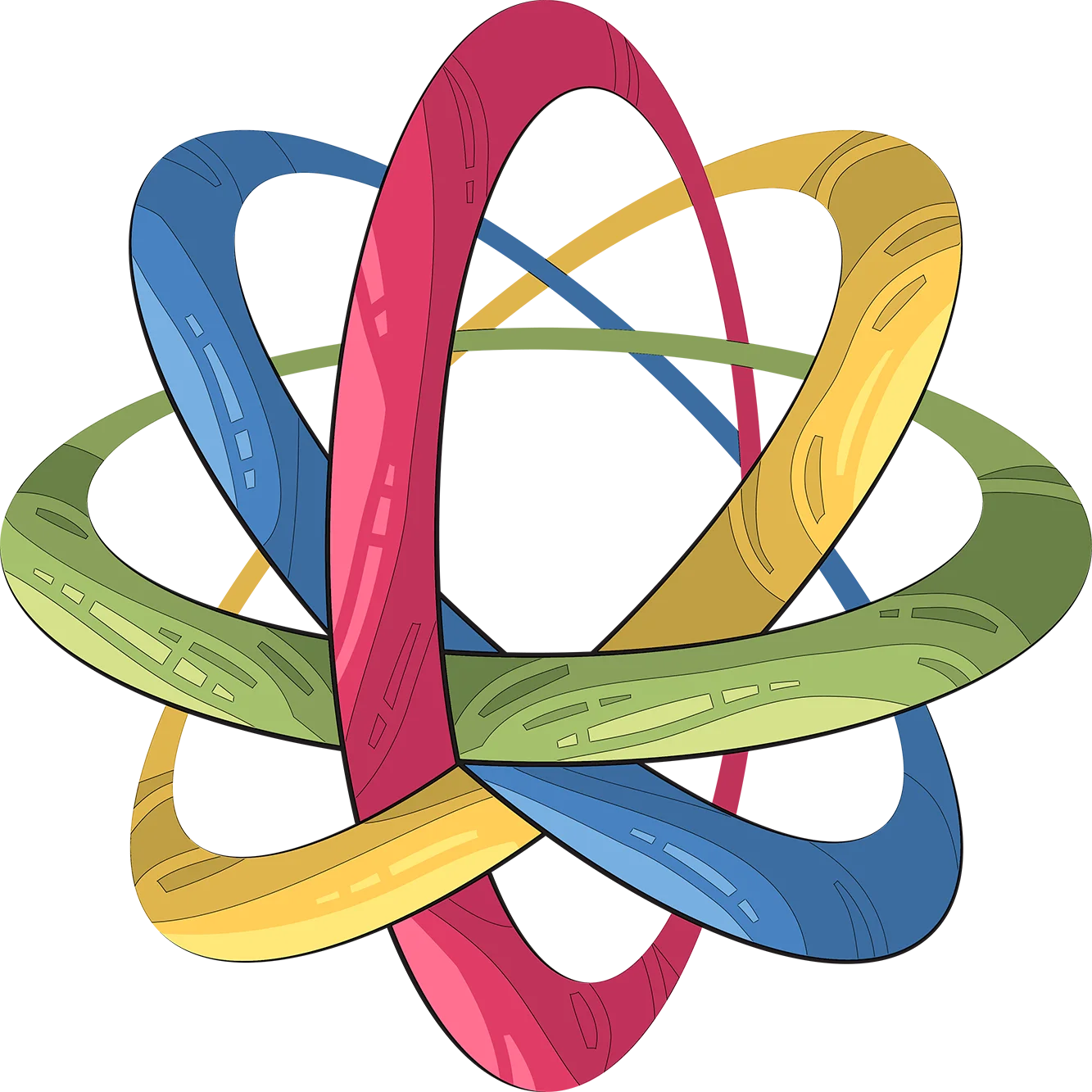 Interconnected Abstract Technological Atom Molecule Clipart Design