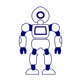 Minimalist Blue and White Robotic Humanoid Clipart Design for Tech Concepts