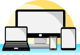Modern Digital Device Collection Clipart: Seamless Tech Connectivity Illustration