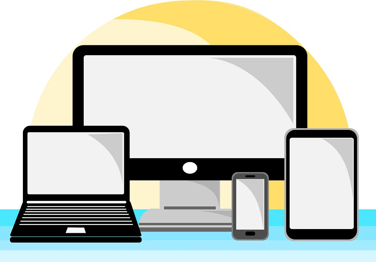 Modern Digital Device Collection Clipart: Seamless Tech Connectivity Illustration