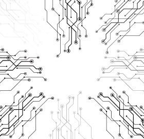 Monochrome Digital Circuit Board Technology Clipart Network Connectivity