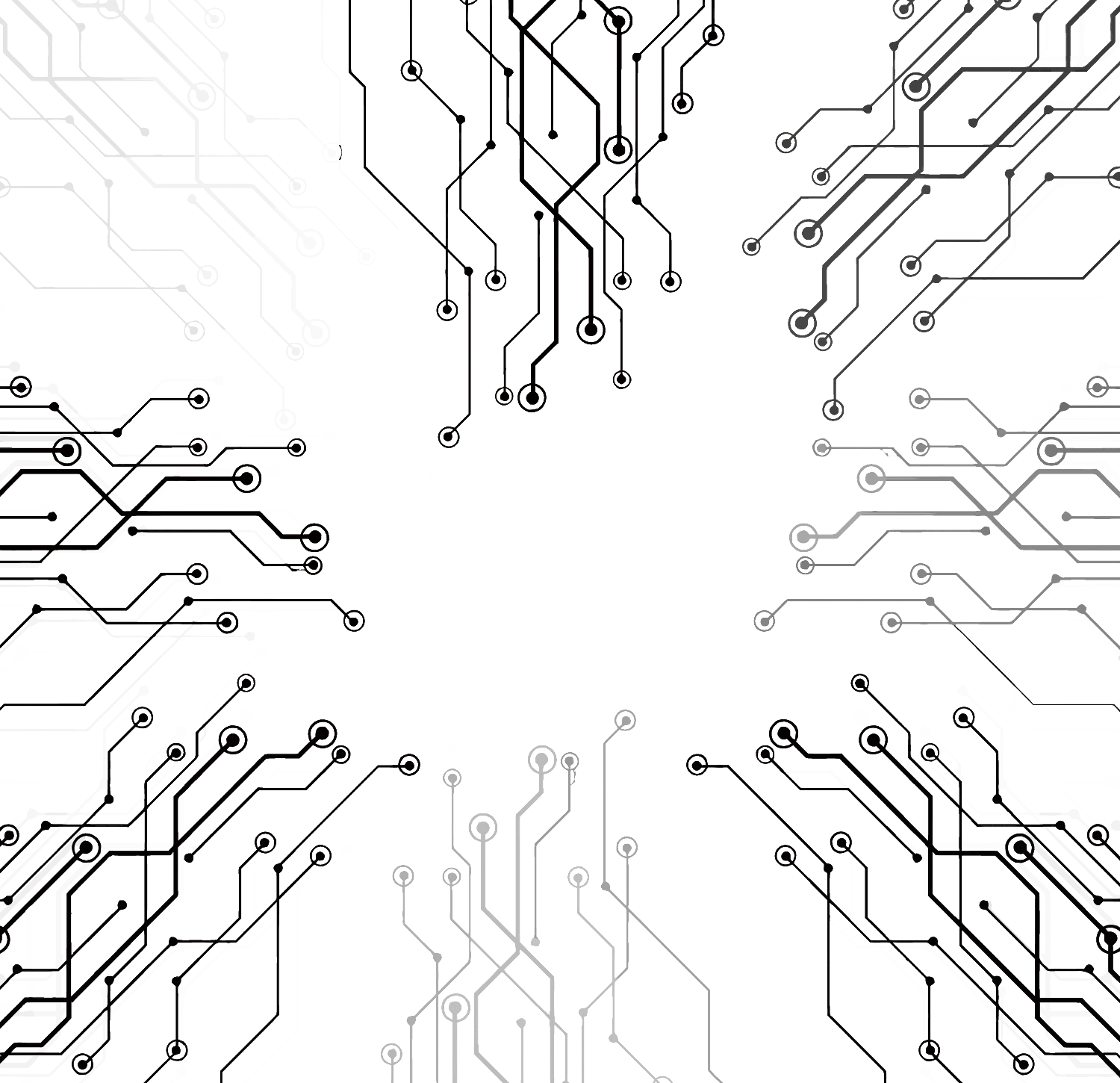 Monochrome Digital Circuit Board Technology Clipart Network Connectivity