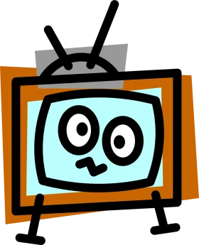 Quirky Cartoon Television Clipart with Expressive Cartoon Face and Retro Design