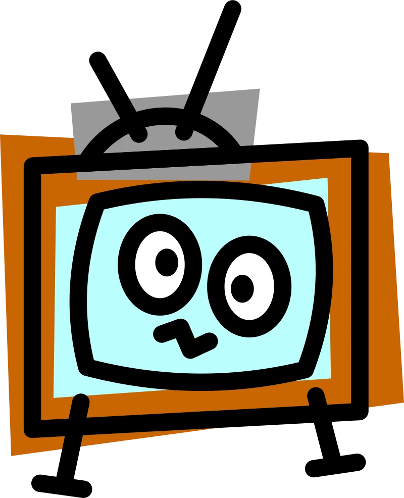 Quirky Cartoon Television Clipart with Expressive Cartoon Face and Retro Design