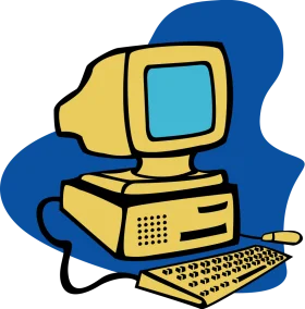 Retro Yellow Desktop Computer Clipart Illustration for Nostalgic Tech Designs