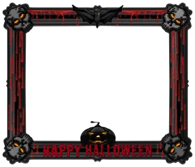Spooky Gothic Halloween Frame with Haunting Black Bat Clipart Design