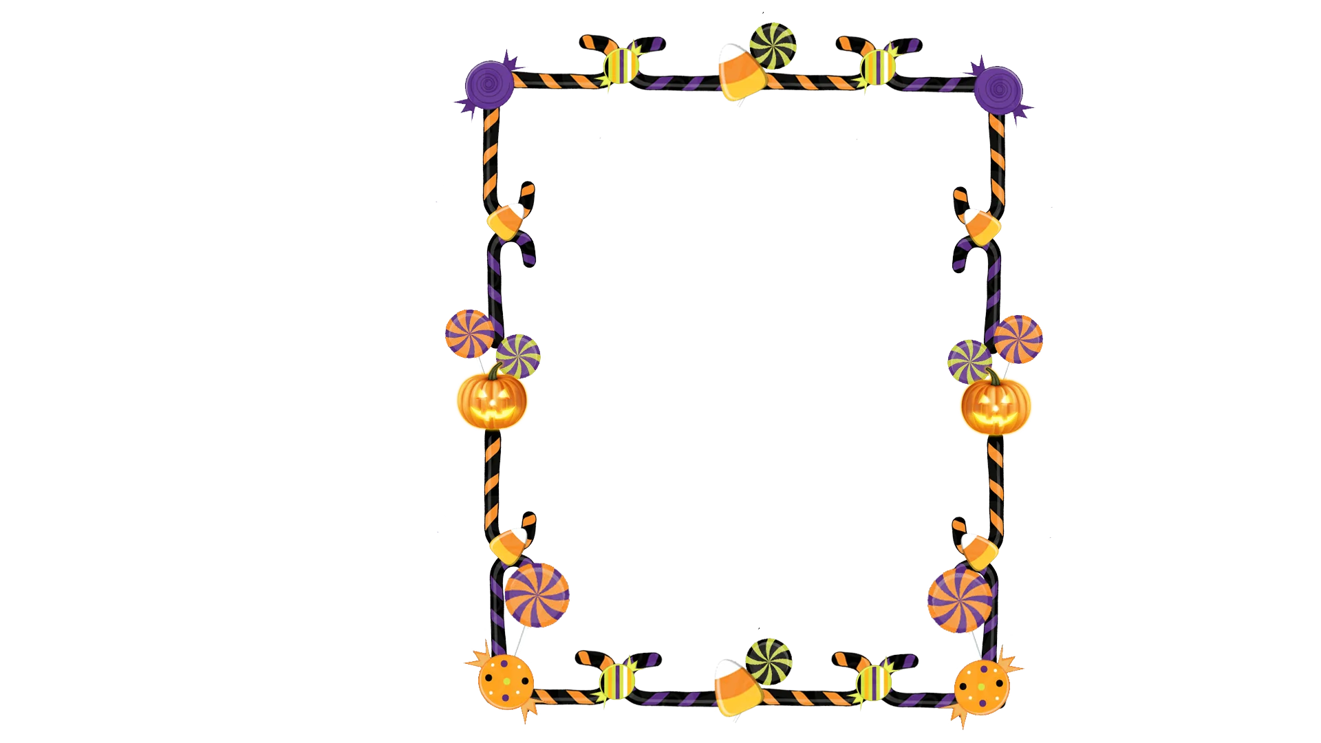 Spooky Halloween Border Clipart with Jack-o'-Lanterns and Festive Decorative Elements