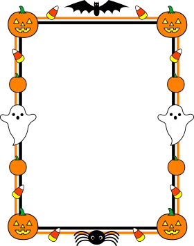 Spooky Halloween Festive Border Clipart with Playful Jack-o'-Lanterns and Ghosts