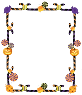 Spooky Halloween Festive Border Clipart with Pumpkins and Candy Design