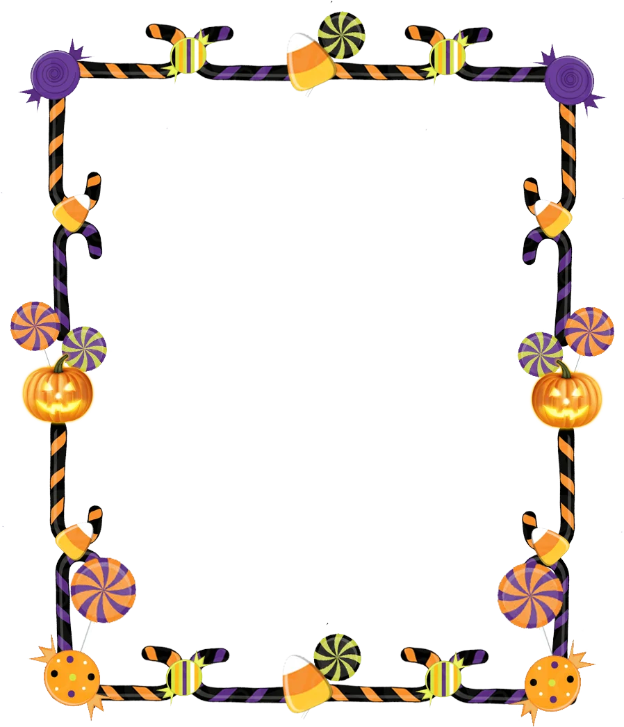 Spooky Halloween Festive Border Clipart with Pumpkins and Candy Design