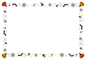 Spooky Halloween Themed Border Clipart with Pumpkins, Bats, and Snowflakes