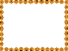 Spooky Jack-o'-Lantern Halloween Border Clipart with Grinning Orange Pumpkin Faces