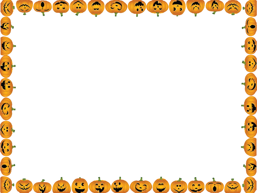 Spooky Jack-o'-Lantern Halloween Border Clipart with Grinning Orange Pumpkin Faces