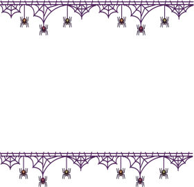 Spooky Spider Web Halloween Border Clipart with Dangling Arachnids