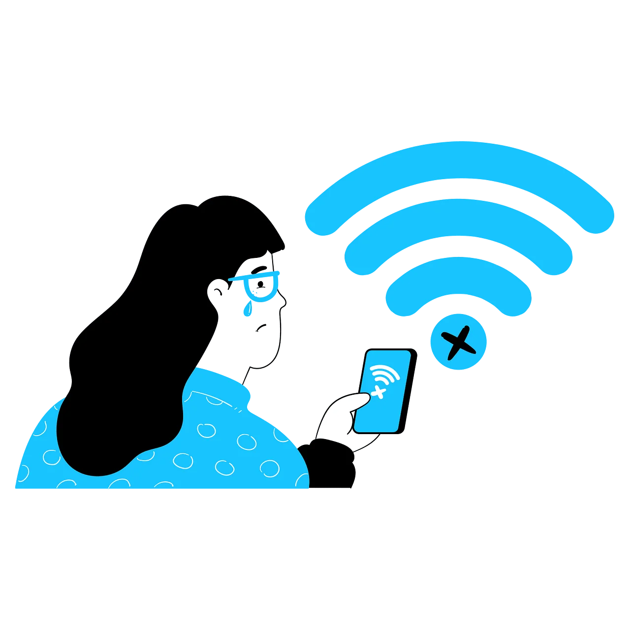 Technology Communication Disruption Clipart Illustration of Wi-Fi Connection Problem