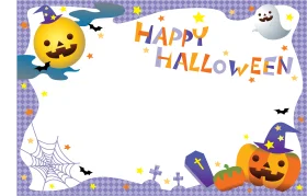 Whimsical Halloween Festive Border Clipart with Playful Jack-o'-Lanterns and Spirits