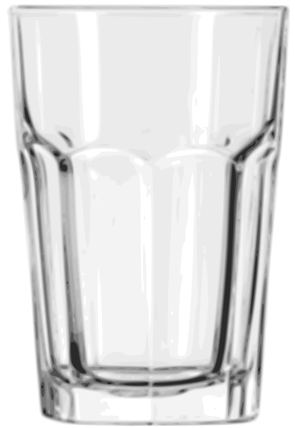 Crystal Clear Beverage Tumbler Clipart - Transparent Drinking Glass Design