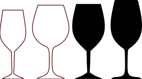 Elegant Wine Glass Silhouettes Clipart: Minimalist Design with Contrasting Outlines