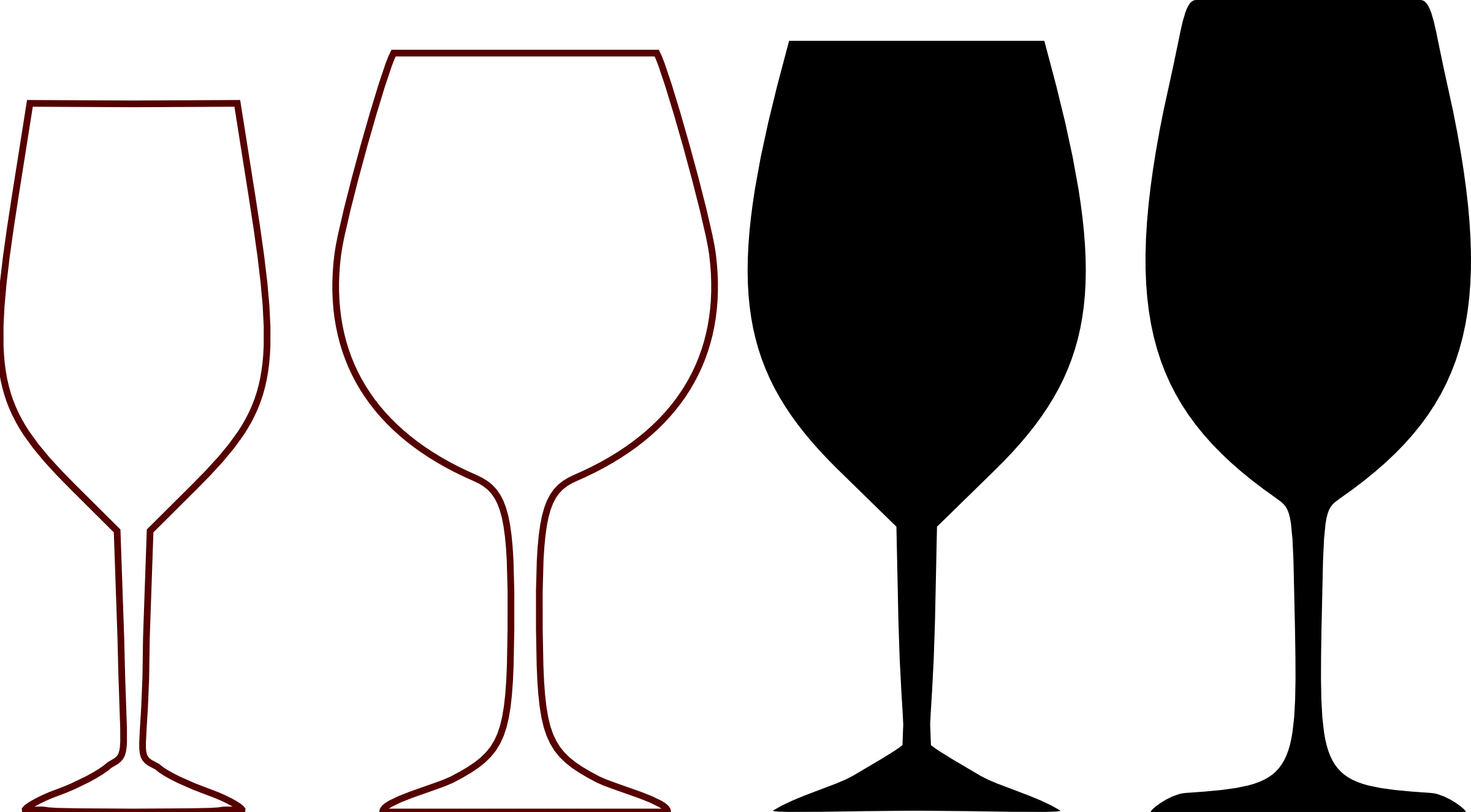 Elegant Wine Glass Silhouettes Clipart: Minimalist Design with Contrasting Outlines