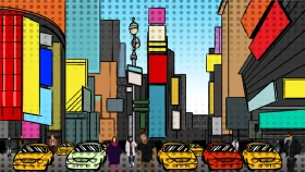 Geometric New York City Skyline Clipart - Urban Landscape Pop Art Style