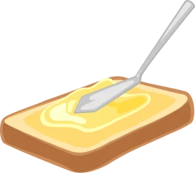 Golden-Buttered Toast Slice with Smooth Spreading Knife Clipart Illustration