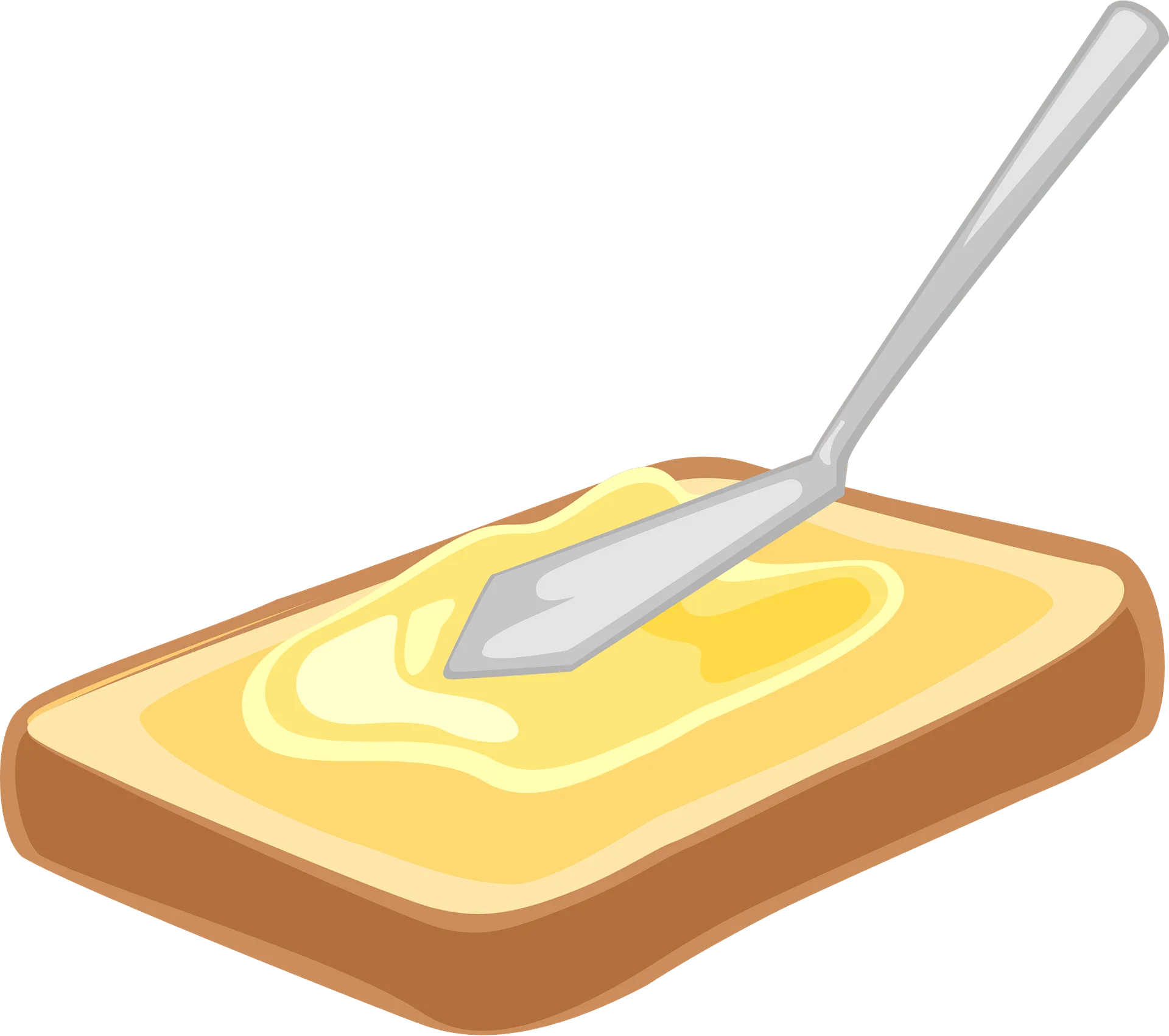 Golden-Buttered Toast Slice with Smooth Spreading Knife Clipart Illustration